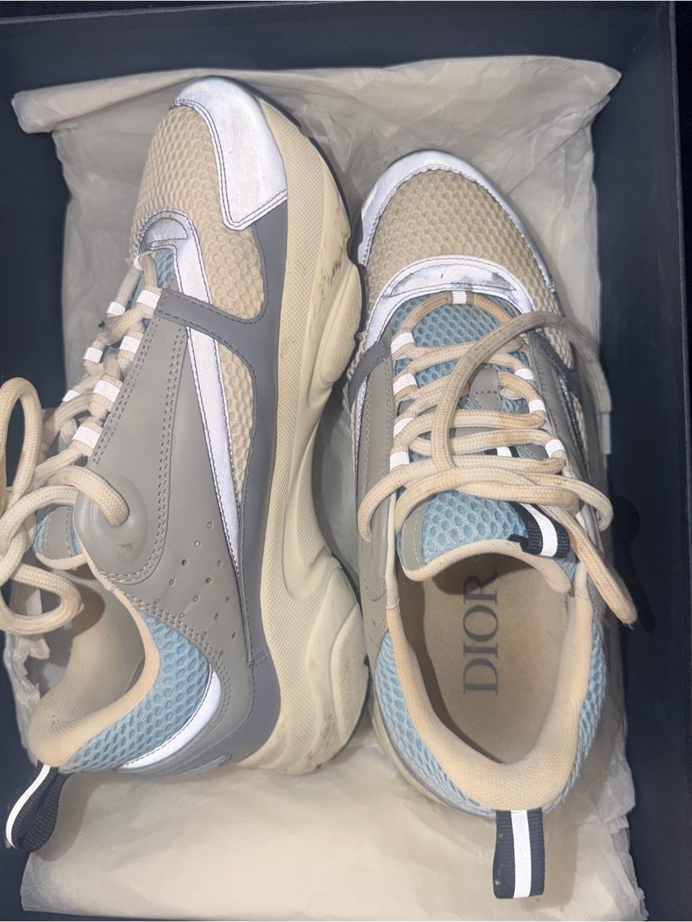 Dior B22 Grey and Blue Runner Sneakers
